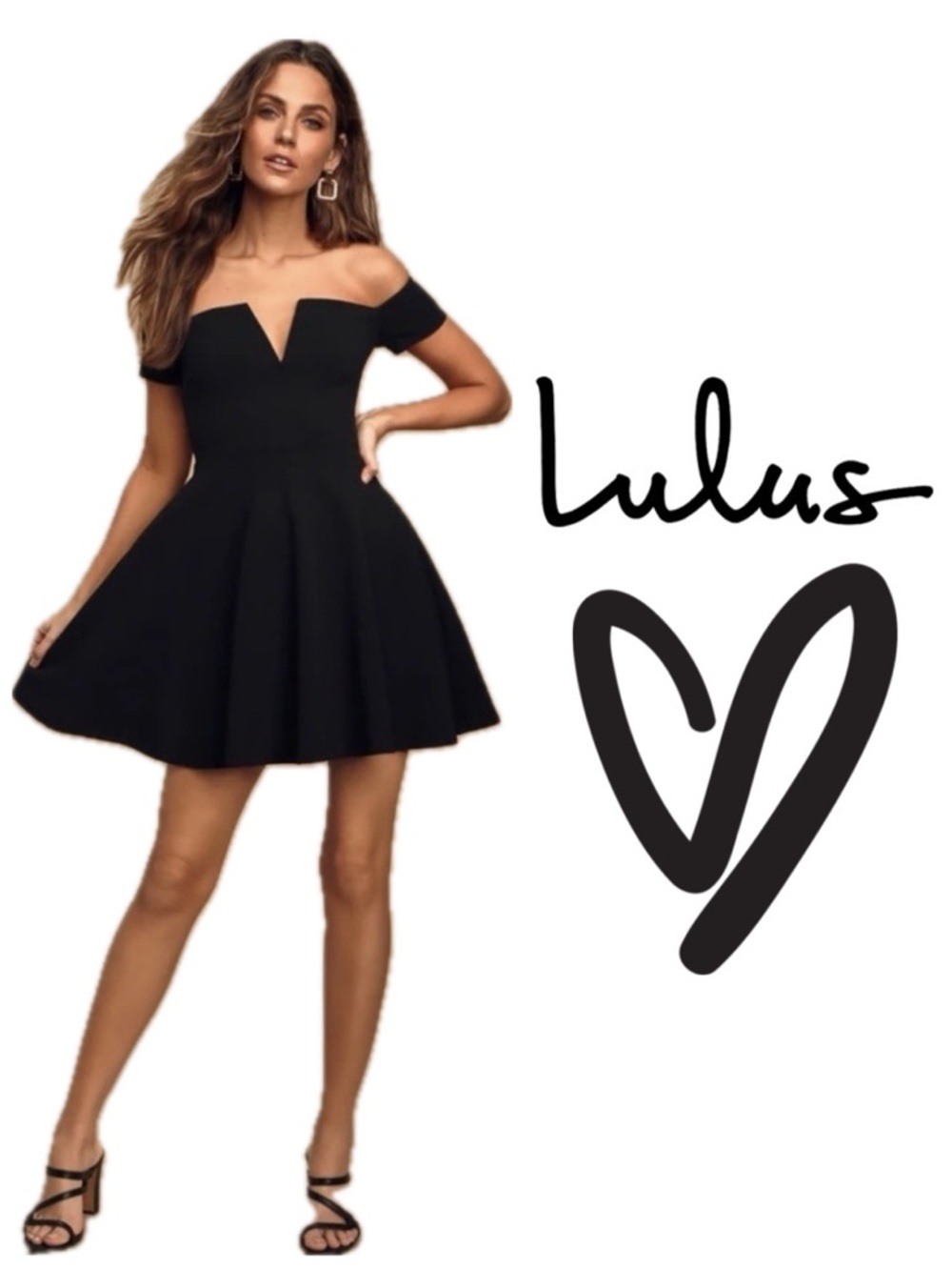 NWT Lulus Play The Party Little Black Skater Mini Dress Off Shoulder WhimsiGoth